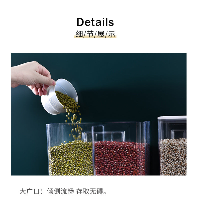 Boîte de rangement de grains, réservoir de stockage mural de cuisine, réservoir scellé résistant à l'humidité, distributeur de céréales, réservoir à grains