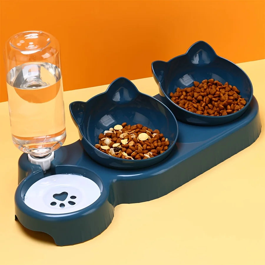 🐱 Gamelle 3 en 1 pour chats avec distributeur d'eau | Anti-basculement, inclinée et confortable ⭐ 4.8/5 (plus de 1 500 clients)