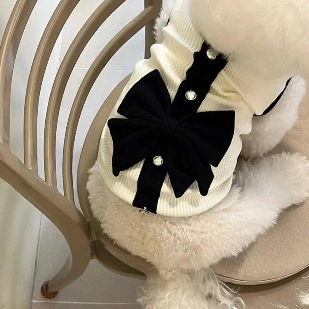 Robe pour chien pour petits chiens, vêtements de luxe d'été pour chiot, jupe en dentelle avec nœud, T-shirt pour chien noir et blanc, costume pour filles, gilet Chihuahua