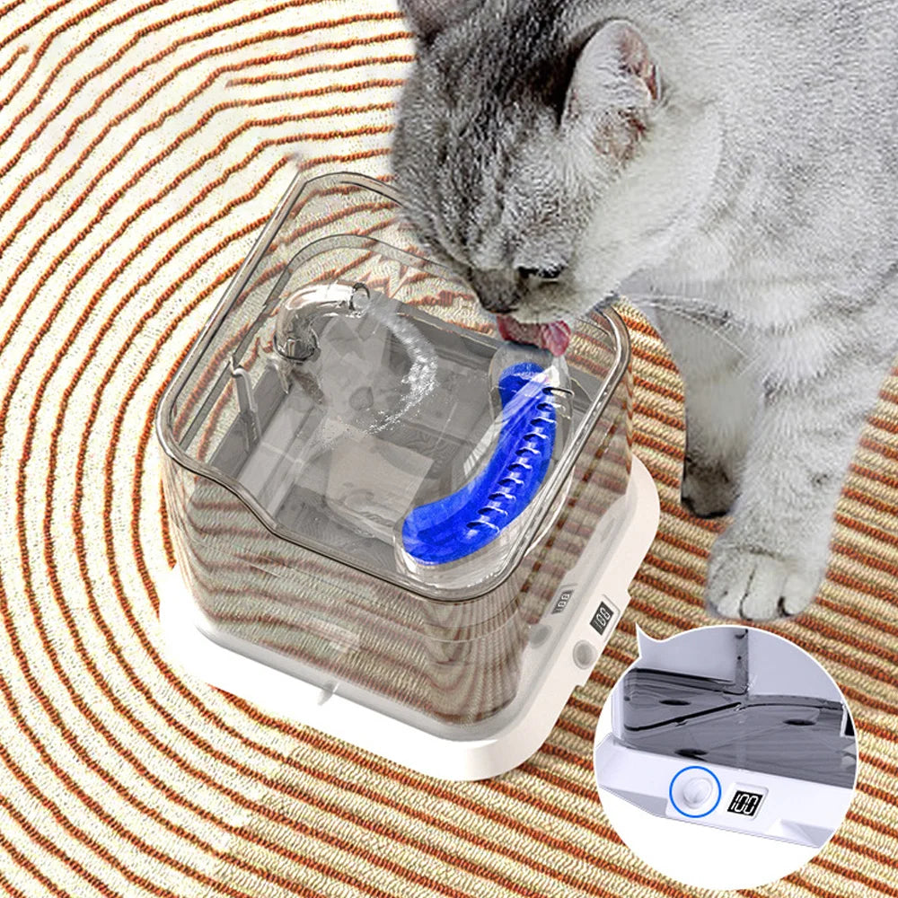 Fontaine à eau automatique sans fil pour chats, rechargeable 4400 mAh, capteur de batterie, distributeur d'eau pour chats et chiens