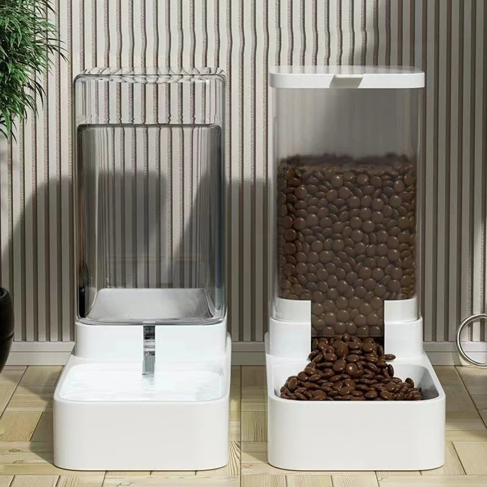 Distributeur automatique de croquettes et d'eau par gravité pour chiens, chats et animaux domestiques grande capacité