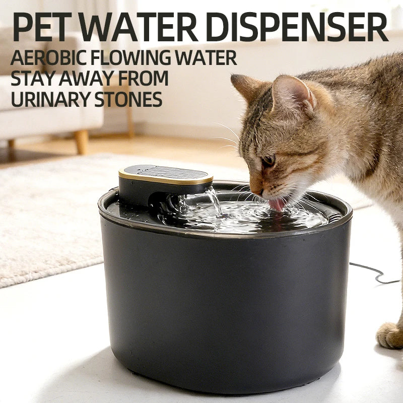 Distributeur d'eau intelligent et silencieux pour animaux de compagnie de 3 L avec filtre, circulation automatique, sans batterie, pour chats et chiens