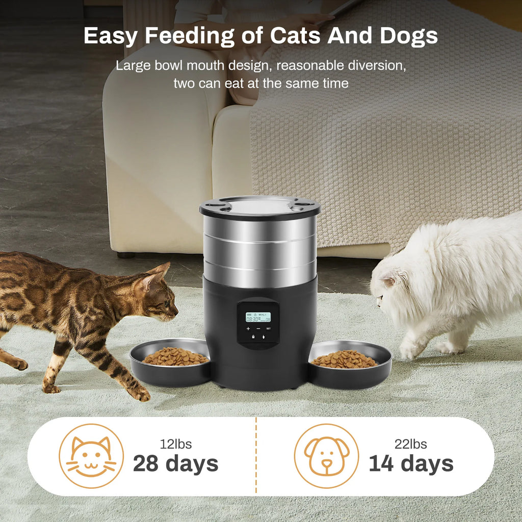 Fontaine à eau automatique pour animaux de compagnie 4,5L TuYa APP, version à bouton, distributeur intelligent automatique de nourriture sèche pour chats et chiens