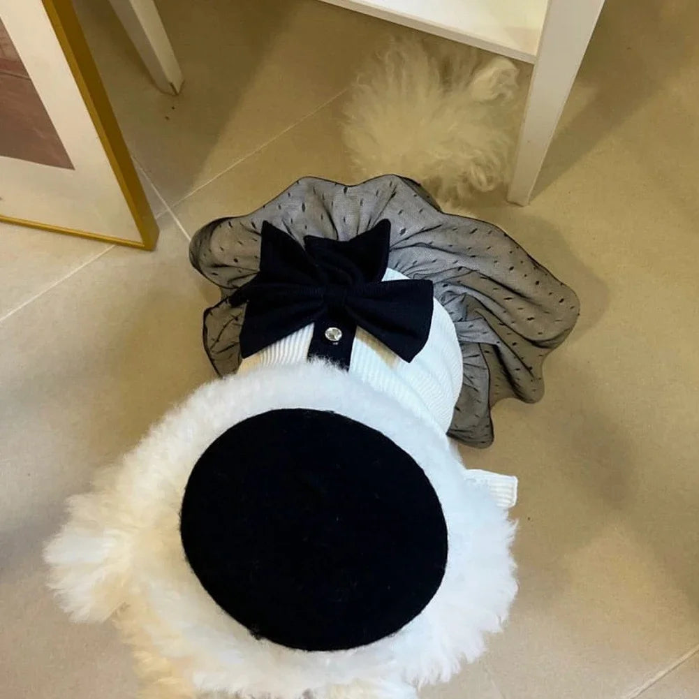 Dog Dress for Small Dogs Luxury Summer Puppy Clothes Bow Lace Dog Skirt Black White Dog T-Shirt Girls Dog Costume Chihuahua Vest