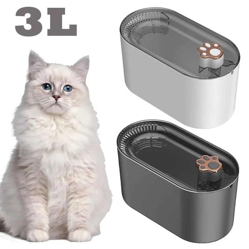 Fontaine à eau automatique pour chat 3L Grande capacité Silencieuse Distributeur d'eau pour animaux de compagnie Filtre circulant Abreuvoir pour chaton Fournitures pour animaux de compagnie