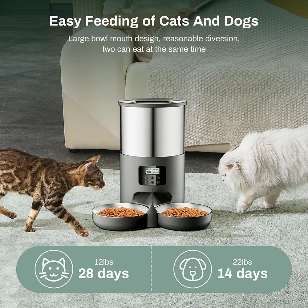 Fontaine à eau automatique pour animaux de compagnie 4,5L TuYa APP, version à bouton, distributeur intelligent automatique de nourriture sèche pour chats et chiens