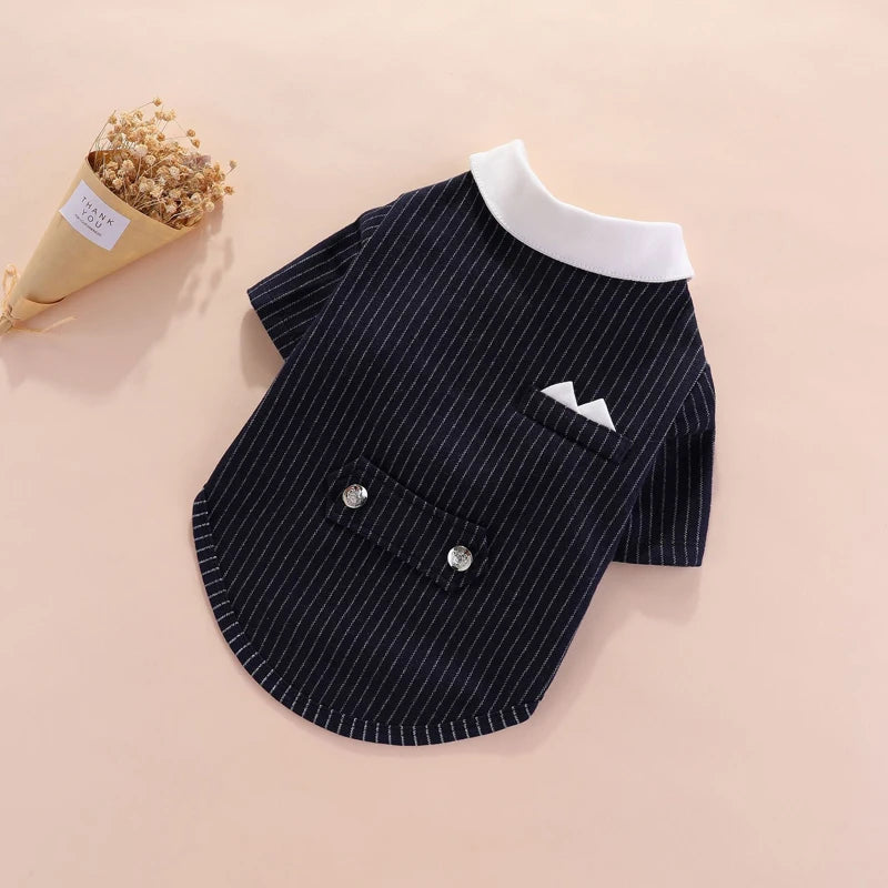 Gentleman Dog Clothes Wedding Suit Formal Shirt For Small Dogs Bowtie Tuxedo Pet Outfit Christmas Costume For Teddy Pomeranian