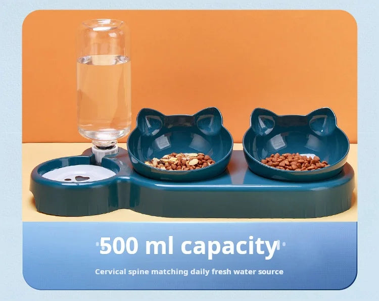 🐱 Gamelle 3 en 1 pour chats avec distributeur d'eau | Anti-basculement, inclinée et confortable ⭐ 4.8/5 (plus de 1 500 clients)