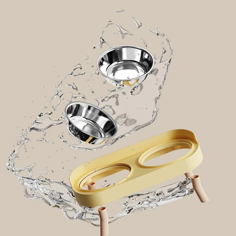 🐱 Gamelle double surélevée pour chats en acier inoxydable | Anti-renversement, confortable et propre ⭐ 4.8/5 (1 700+ clients)