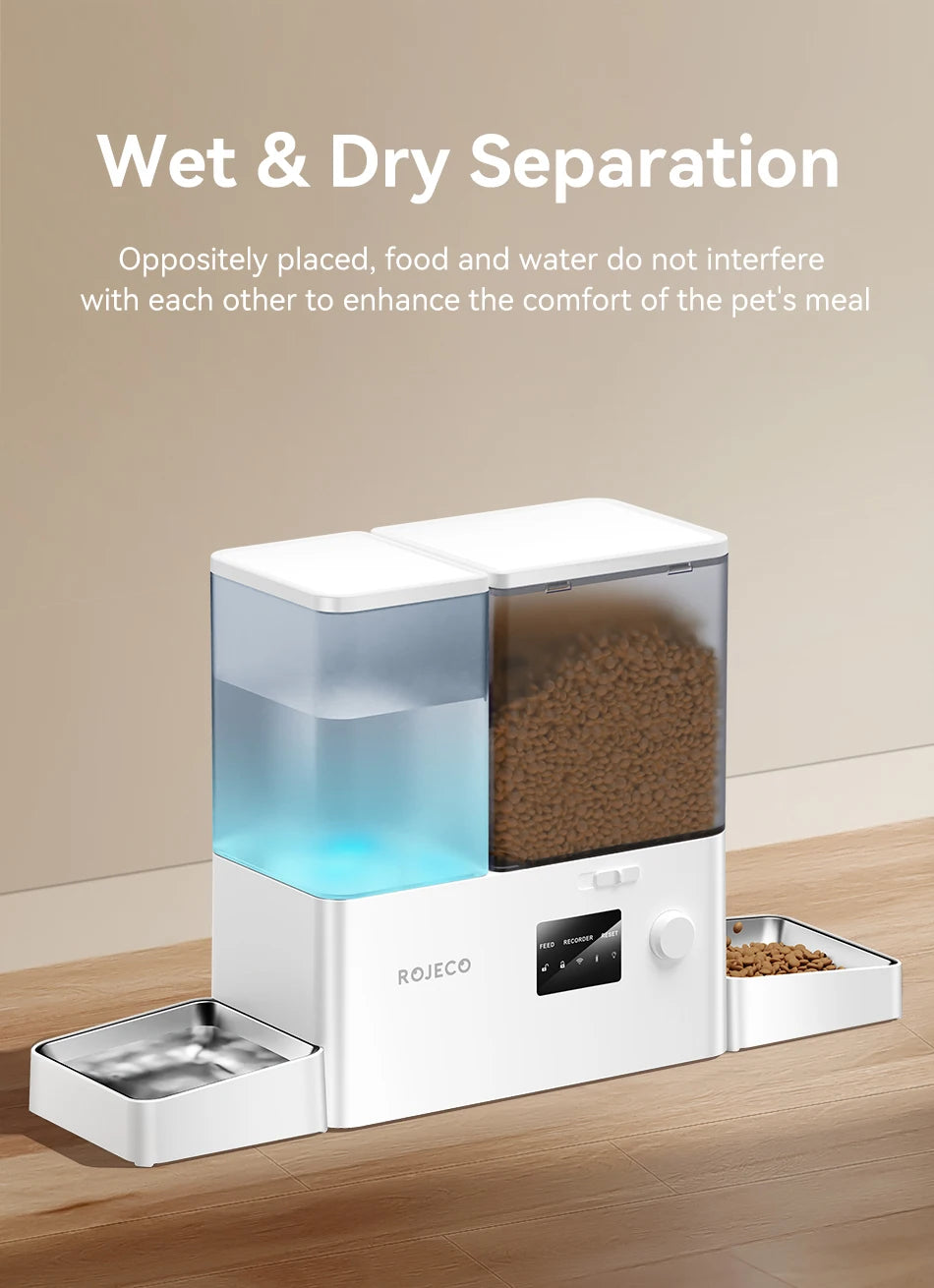 ROJECO Accessoires Bol d'alimentation et Bol d'eau en acier inoxydable pour distributeur automatique de nourriture 8.5L avec distributeur d'eau Accessoires pour animaux de compagnie