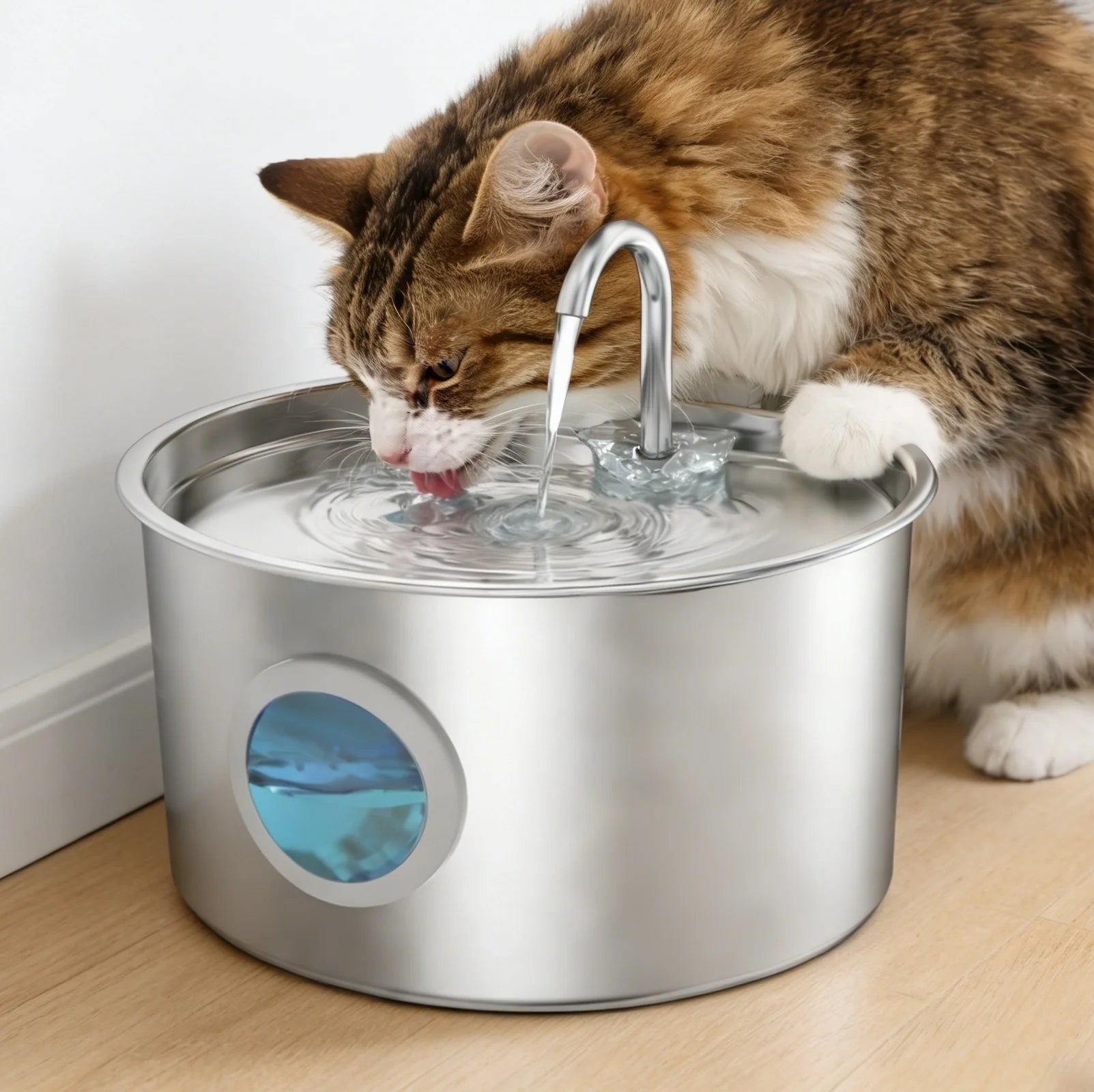 Fontaine à eau pour chat 3.2L en acier inoxydable Distributeur d'eau automatique pour animaux de compagnie avec filtre Pompe silencieuse pour chiens et chats Usage intérieur
