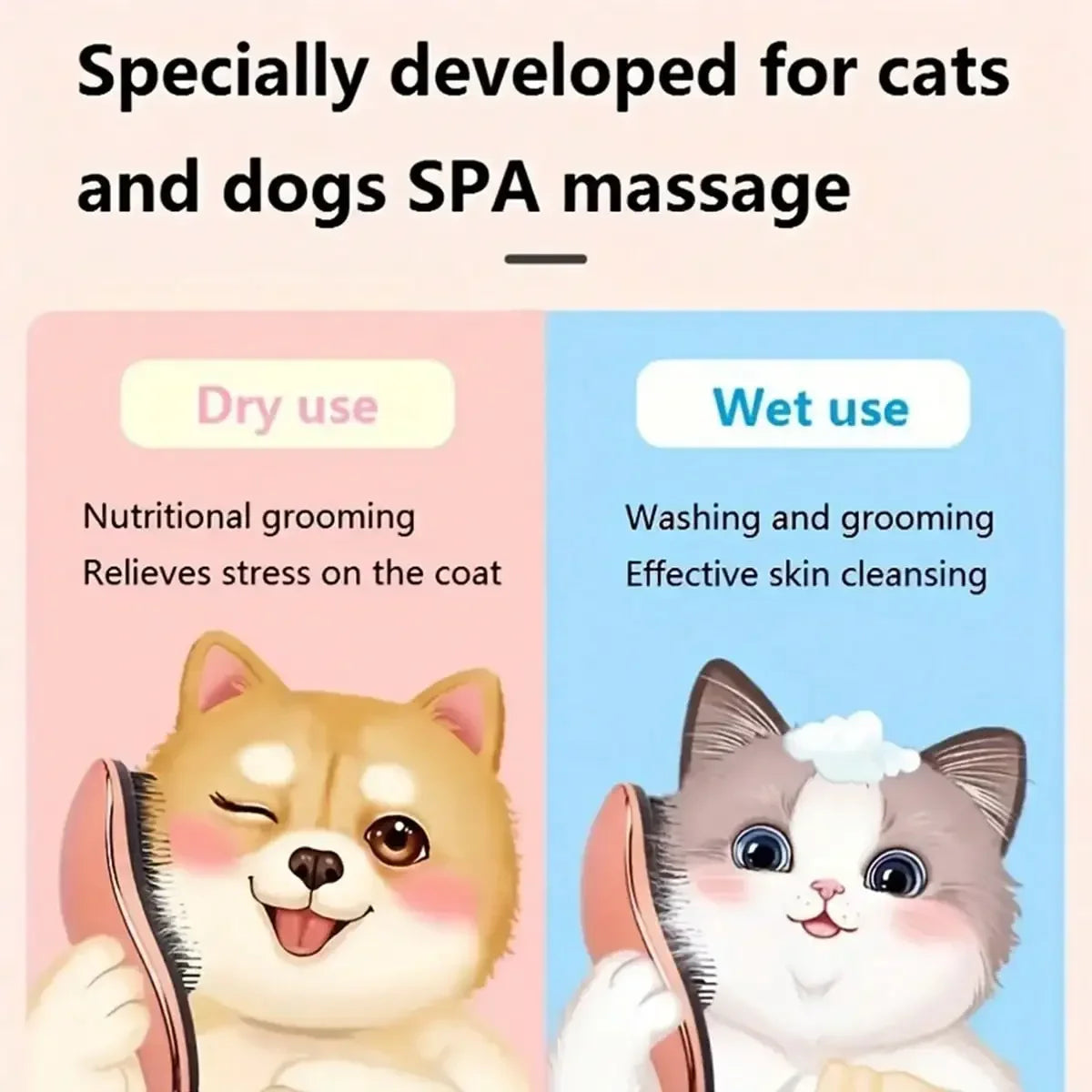 Brosse de toilettage et de massage 2 en 1 pour chien Élimine les poils et détend votre animal Parfaite pour le bain Conception flottante pour une utilisation facile