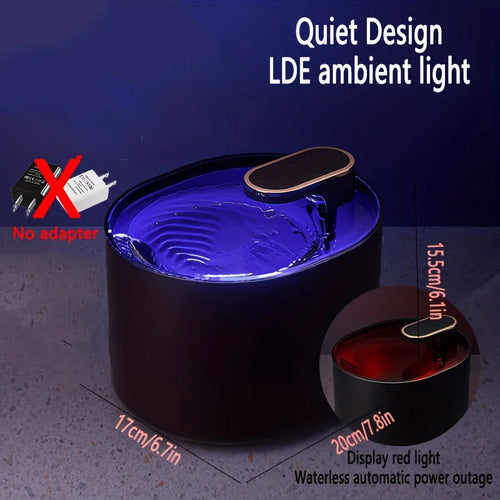 Distributeur d'eau intelligent et silencieux pour animaux de compagnie de 3 L avec filtre, circulation automatique, sans batterie, pour chats et chiens