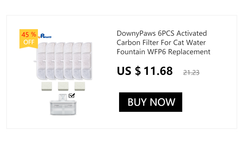 Fontaine à eau sans fil pour chat DownyPaws 2,5 L, automatique, sur batterie, avec détecteur de mouvement, distributeur d'eau pour chien