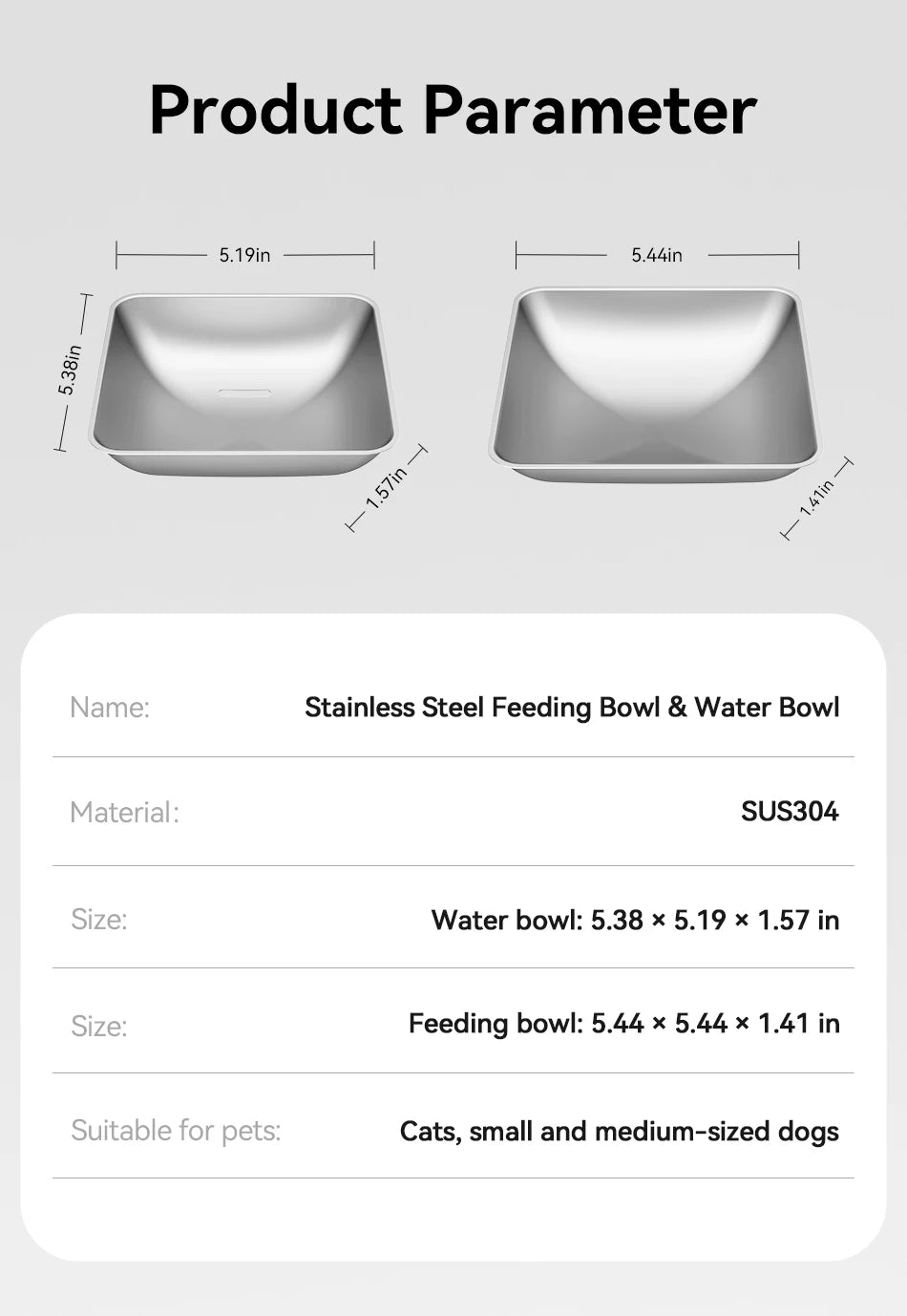 ROJECO Accessoires Bol d'alimentation et Bol d'eau en acier inoxydable pour distributeur automatique de nourriture 8.5L avec distributeur d'eau Accessoires pour animaux de compagnie