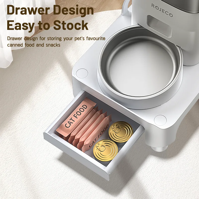 ROJECO Gamelle multifonction surélevée pour animaux de compagnie, mangeoire simple et double, distributeur de nourriture à hauteur réglable pour chats et chiens