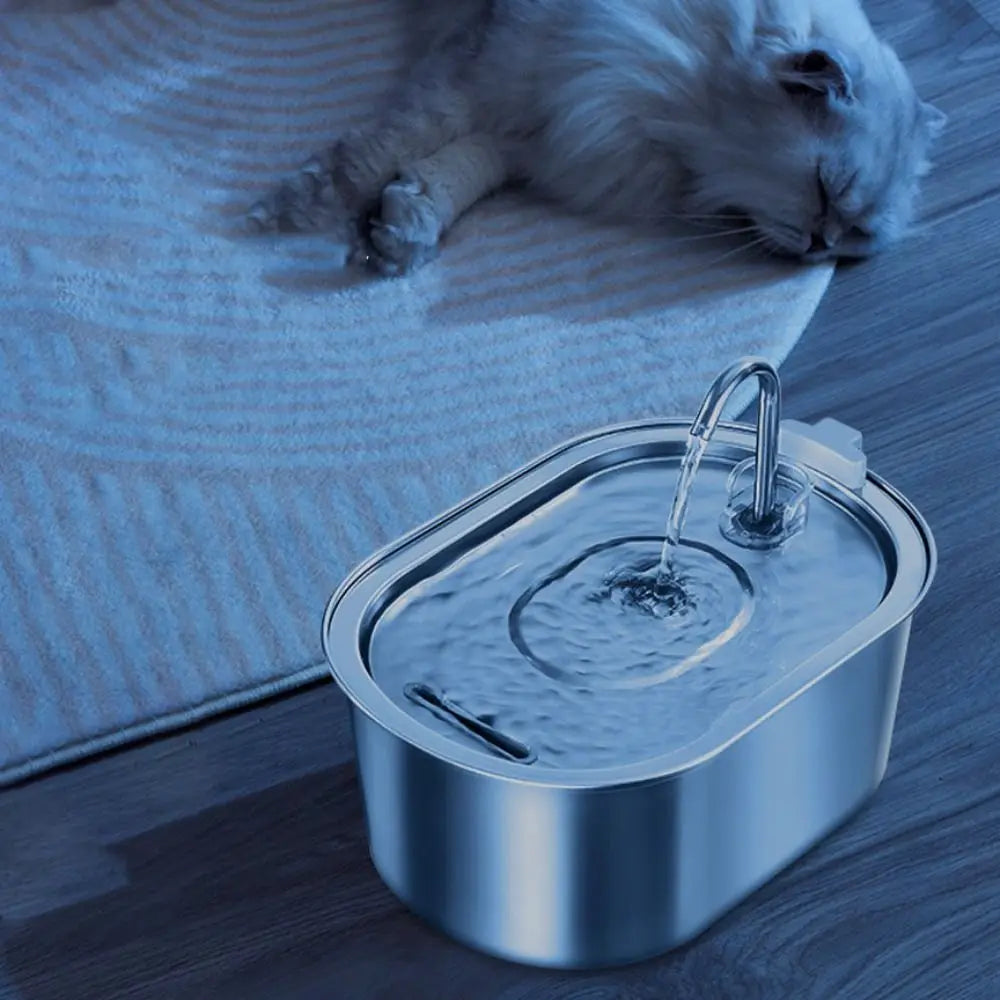 Fontaine à eau intelligente pour chat de 3,2 L, distributeur automatique d'eau pour animaux de compagnie, faible bruit, en acier inoxydable, grande capacité, pour les vacances
