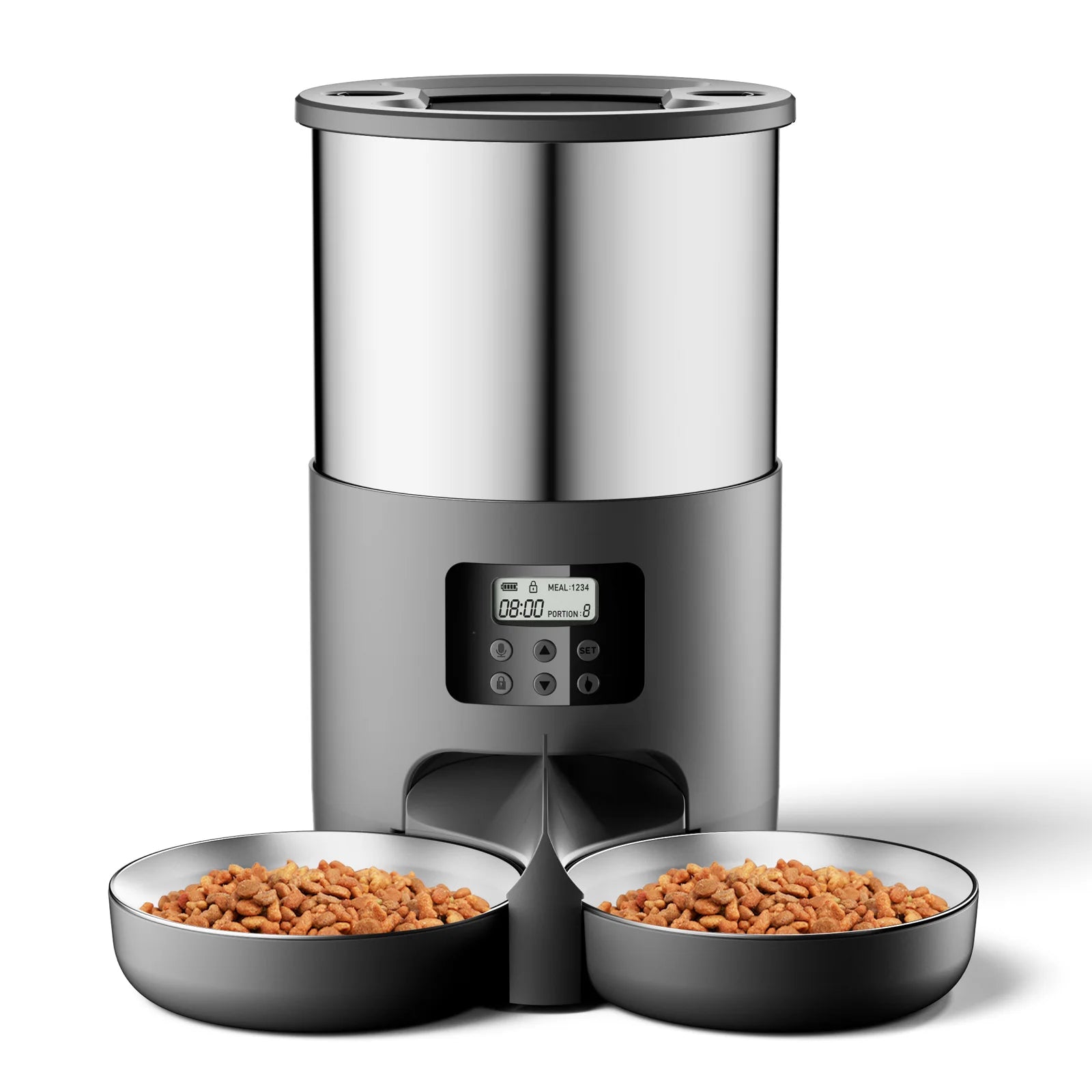 Fontaine à eau automatique pour animaux de compagnie 4,5L TuYa APP, version à bouton, distributeur intelligent automatique de nourriture sèche pour chats et chiens