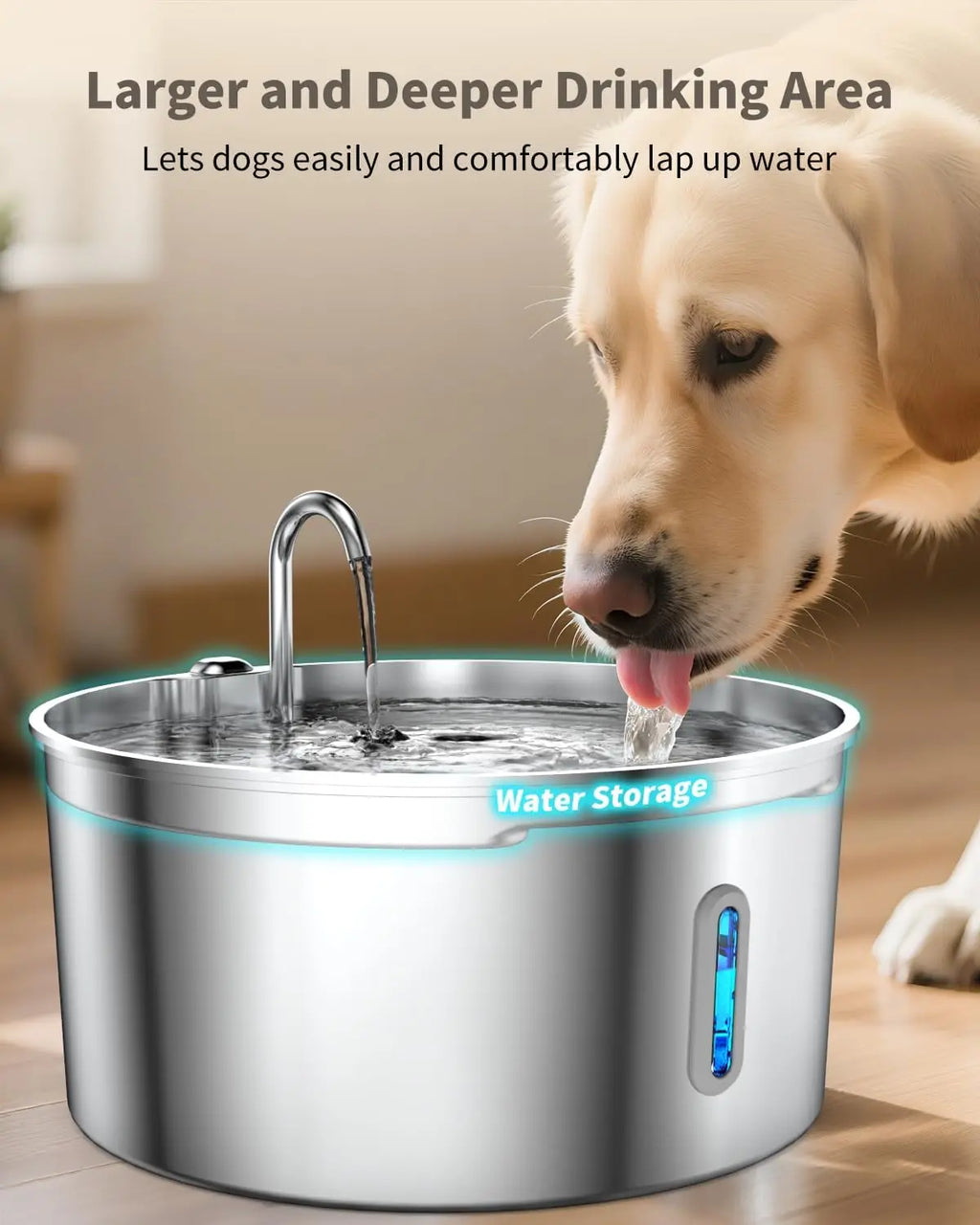 Fontaine à eau pour chien en acier inoxydable de 7 L pour grands chiens, distributeur automatique avec pompe silencieuse