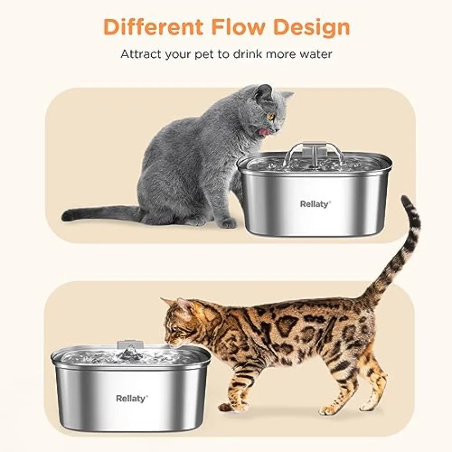 Fontaine à eau en acier inoxydable pour chat : fontaine à boire de 3,2 L pour chats d'intérieur, distributeur d'eau automatique pour chiens - Alimentation et abreuvage pour chats