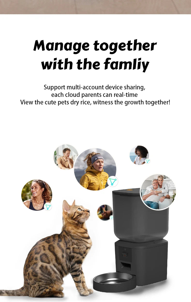 Distributeur automatique de nourriture pour chats 8L avec caméra vidéo 1080p, Wi-Fi 5G, distributeur d'aliments pour chats, enregistreur vocal intelligent pour animaux de compagnie, application Tuya, distributeur automatique pour animaux de compagnie