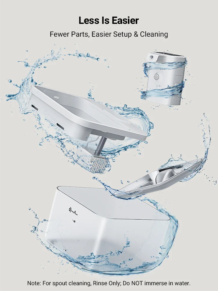 DownyPaws 2,5L Fontaine à Eau Automatique en Acier Inoxydable pour Chat 4000mAh Abreuvoir Sans Fil pour Animaux de Compagnie Batterie et Capteur Distributeur 2 en 1