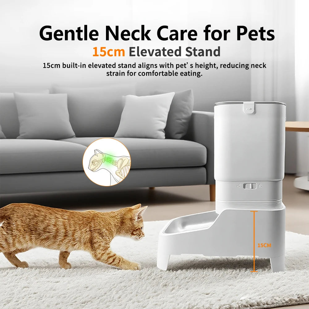 Distributeur intelligent de nourriture pour animaux de compagnie avec caméra surélevée de 15 cm, contrôle via l'application Tuya, pour propriétaires d'animaux occupés, distributeur automatique de nourriture pour chats et chiens FURPIPI