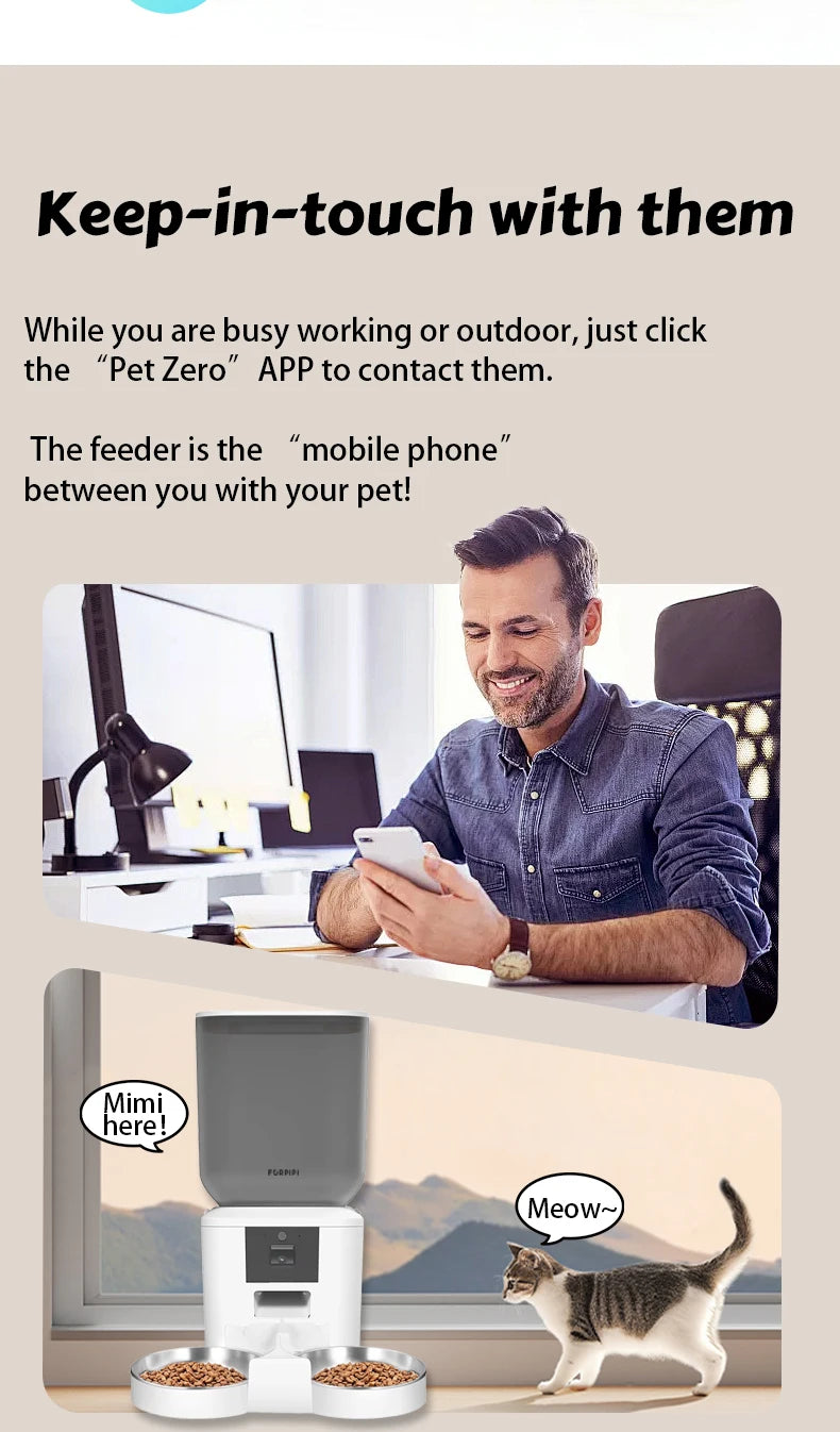 Distributeur automatique de nourriture pour chats 8L avec caméra vidéo 1080p, Wi-Fi 5G, distributeur d'aliments pour chats, enregistreur vocal intelligent pour animaux de compagnie, application Tuya, distributeur automatique pour animaux de compagnie