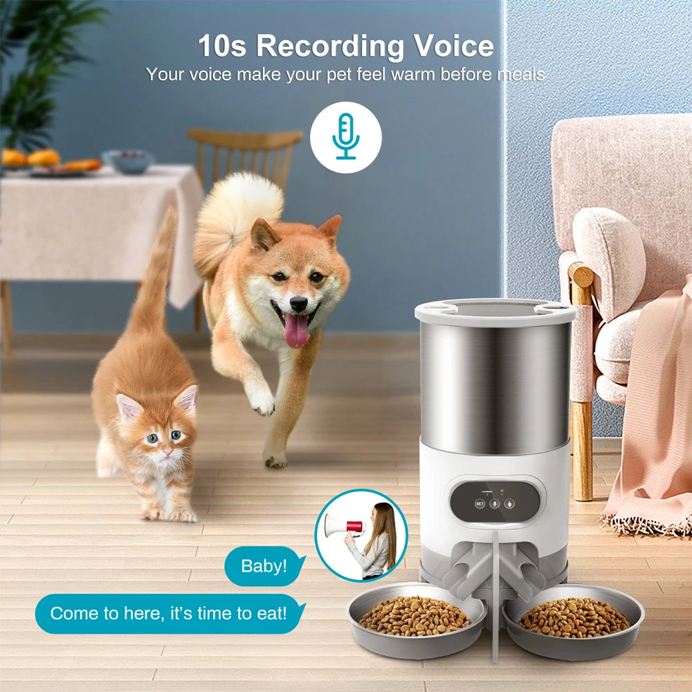 Distributeur automatique de nourriture Tuya Smart APP pour chiens et chats, adapté aux chiens et chats de petite et moyenne taille, alimentation à distance par téléphone portable