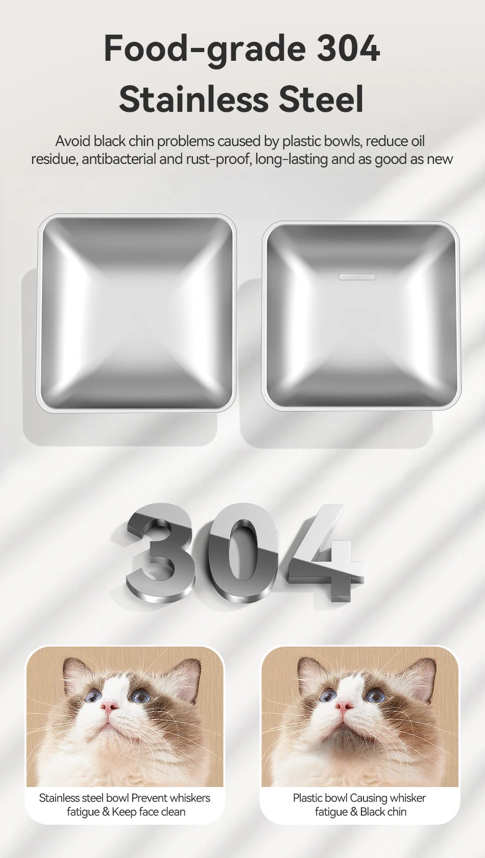 ROJECO Accessoires Bol d'alimentation et Bol d'eau en acier inoxydable pour distributeur automatique de nourriture 8.5L avec distributeur d'eau Accessoires pour animaux de compagnie