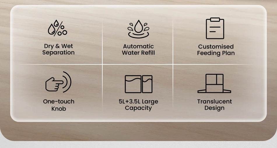 ROJECO 8.5L Distributeur Automatique pour Animaux de Compagnie avec Fontaine à Eau Contrôle à Distance par Application WIFI Intelligent pour Chiens Distributeur de Nourriture 5L Abreuvoir à Gravité 3.5L