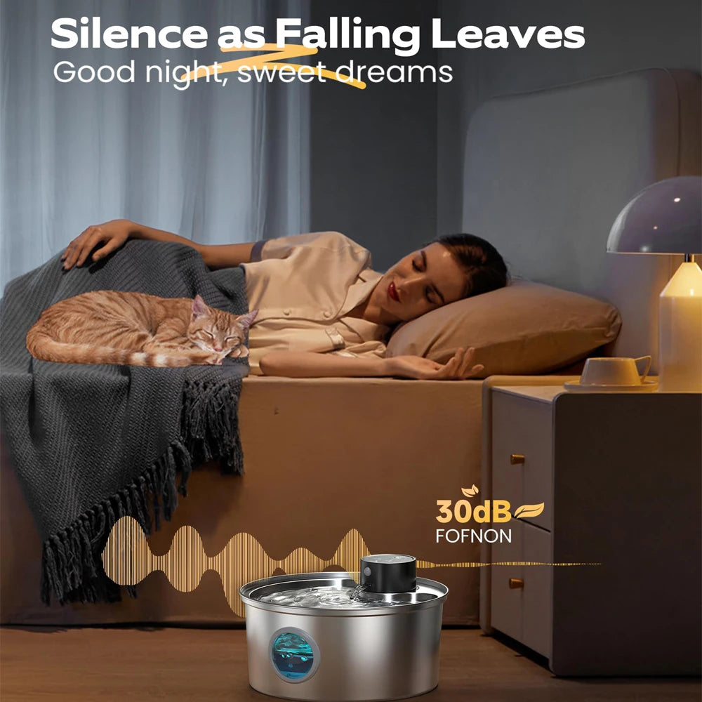 3,2 L Recharge Fontaine à eau automatique pour chat USB 5V, capteur en acier inoxydable, bols à boire multiples pour chats et chiens