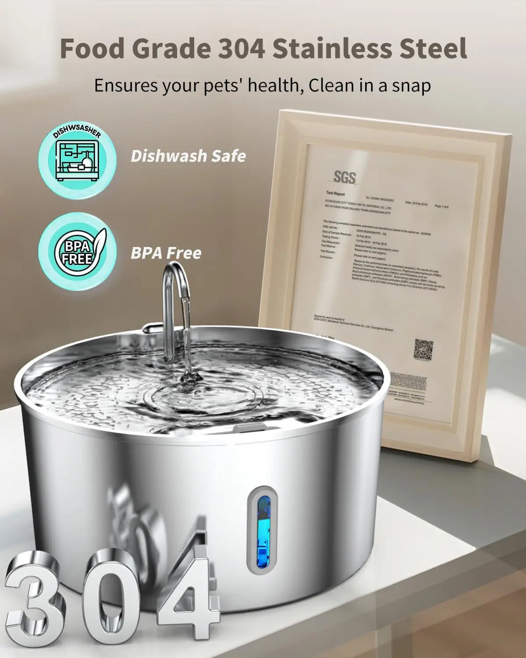 Fontaine à eau pour chien en acier inoxydable de 7 L pour grands chiens, distributeur automatique avec pompe silencieuse