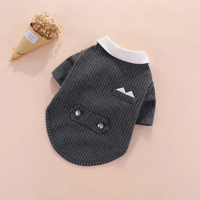 Gentleman Dog Clothes Wedding Suit Formal Shirt For Small Dogs Bowtie Tuxedo Pet Outfit Christmas Costume For Teddy Pomeranian