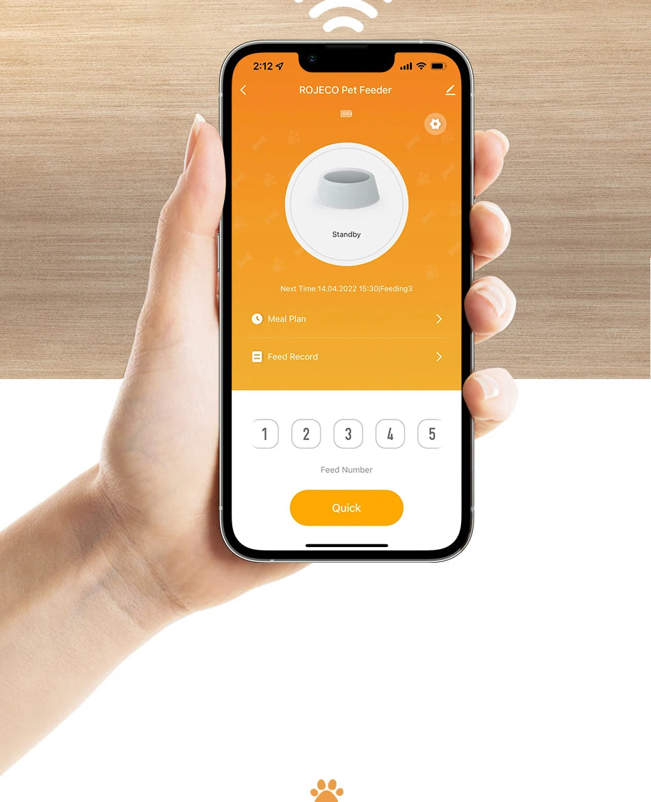 ROJECO Distributeur de Croquettes Automatique 2L pour Chat, Distributeur Intelligent WIFI pour Animaux de Compagnie, pour Croquettes Sèches, avec Télécommande et Accessoires
