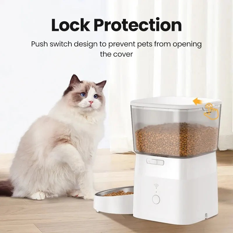ROJECO Distributeur de Croquettes Automatique 2L pour Chat, Distributeur Intelligent WIFI pour Animaux de Compagnie, pour Croquettes Sèches, avec Télécommande et Accessoires
