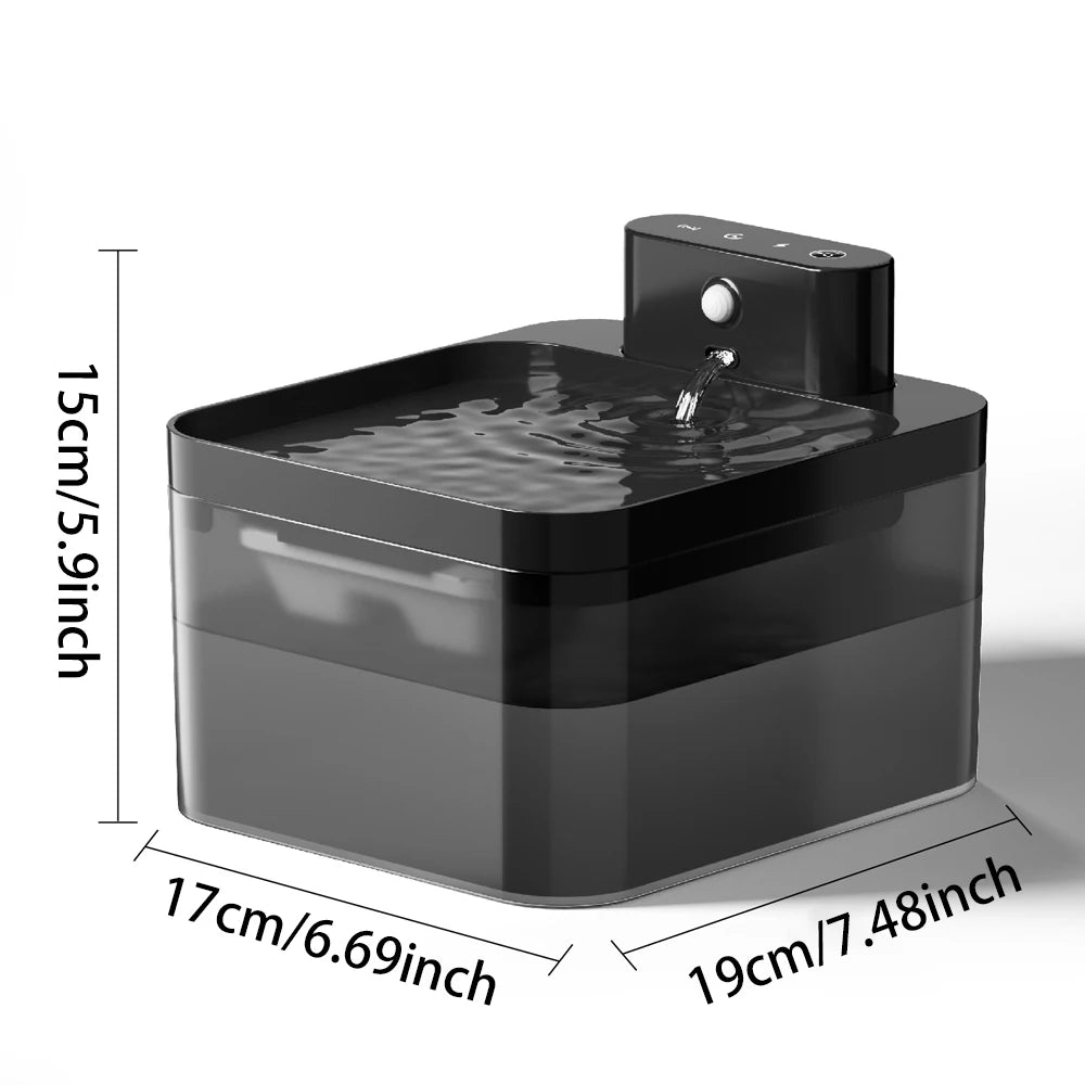 2,2 L 5 V Fontaine à eau sans fil pour chat Distributeur automatique d'eau pour chien et chat avec détecteur de mouvement
