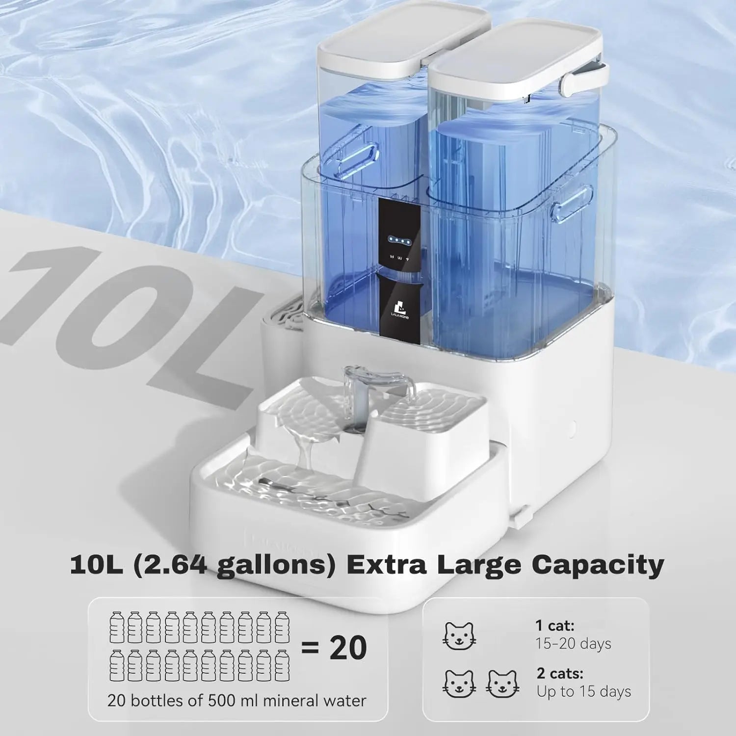 🐱🇺🇸Fontaine à eau intelligente pour chats 10L avec Wi-Fi | Autonettoyante, filtration avancée et premium ⭐ 4.9/5 (800+ clients)