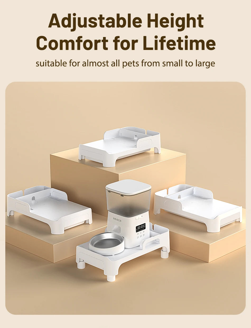 ROJECO Gamelle multifonction surélevée pour animaux de compagnie, mangeoire simple et double, distributeur de nourriture à hauteur réglable pour chats et chiens