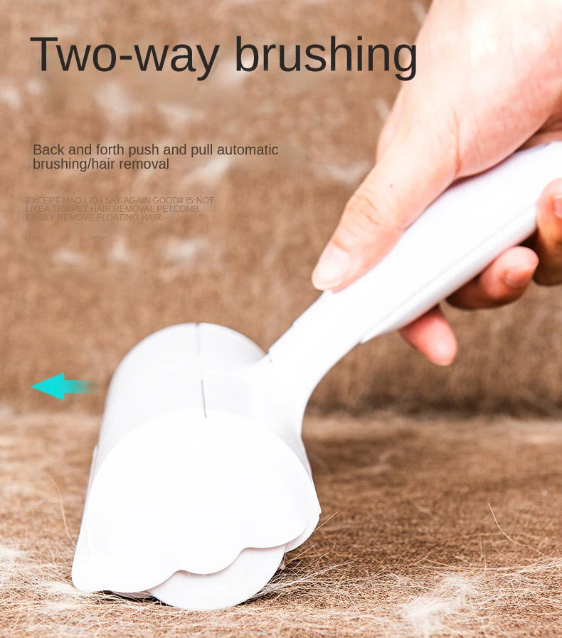 Pet Hair Roller Remover Lint Brush 2-Way Dog Cat Comb Tool Convenient Cleaning Dog Cat Fur Brush Base Home Furniture Sofa Clothes