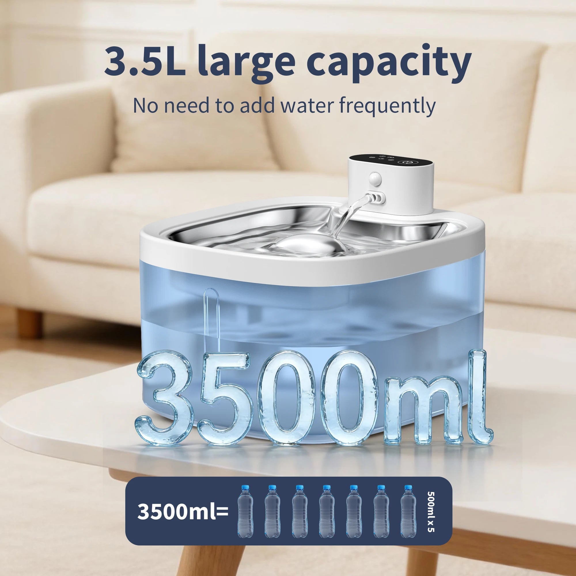 Distributeur d'eau intelligent sans fil pour animaux de compagnie, fontaine à eau automatique pour animaux de compagnie, avec filtre et pompe silencieuse, pour chien et chat, 3,5 L