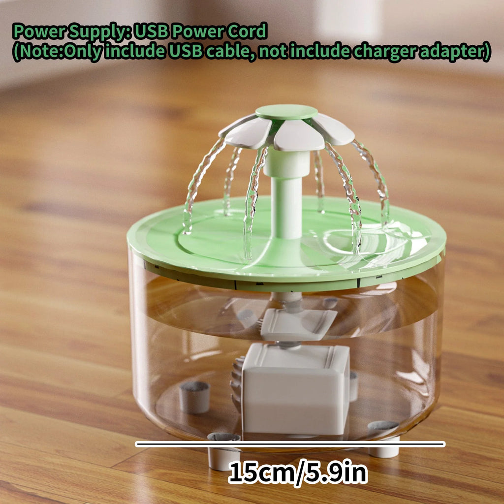 50Oz/1.5L Automatic Pet Water Dispenser, USB Powered, Silent Circulation, Small Flower Design, Suitable for Cats and Dogs of All Sizes, No Batteries Required, Durable and Easy to Clean, Suitable for Home and Commercial Use, C