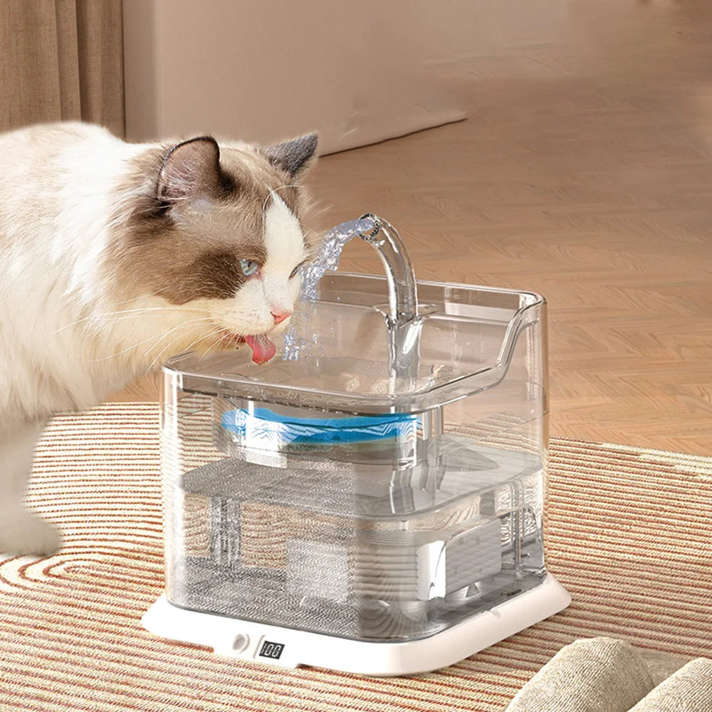 Fontaine à eau automatique sans fil pour chats, rechargeable 4400 mAh, capteur de batterie, distributeur d'eau pour chats et chiens