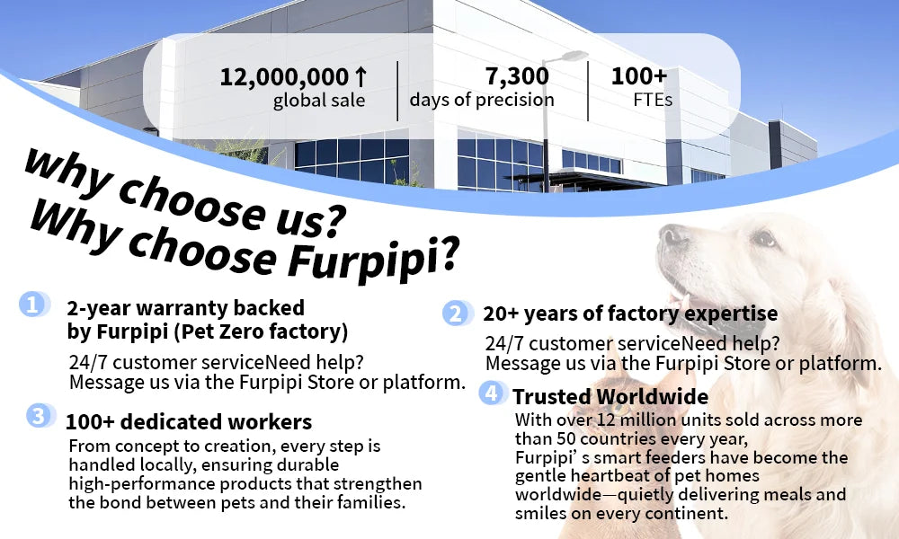 Distributeur intelligent de nourriture pour animaux de compagnie avec caméra surélevée de 15 cm, contrôle via l'application Tuya, pour propriétaires d'animaux occupés, distributeur automatique de nourriture pour chats et chiens FURPIPI