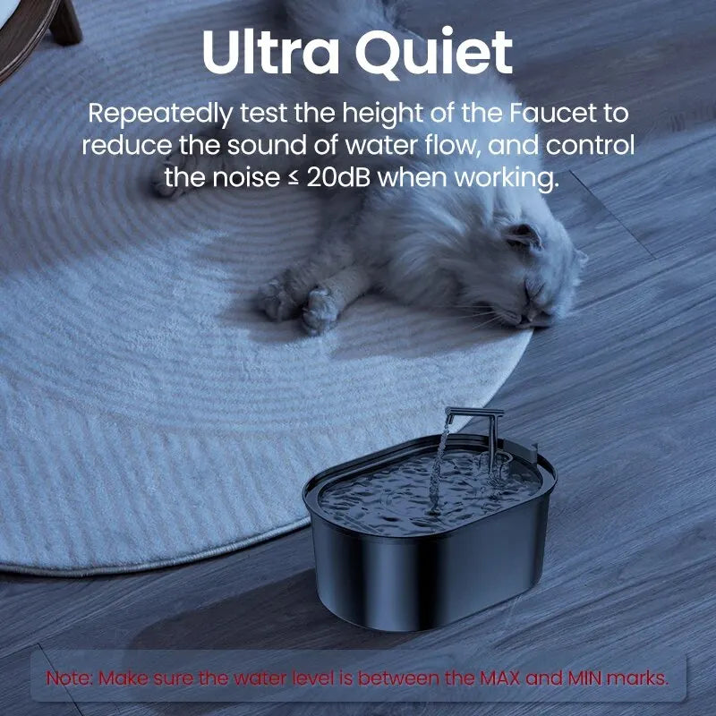 ROJECO Fontaine à Eau pour Chat en Acier Inoxydable Distributeur Automatique d'Eau pour Chats Chiens Accessoires pour Distributeur d'Eau pour Animaux de Compagnie