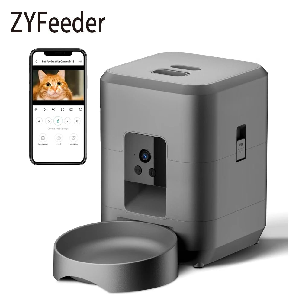Distributeur automatique de nourriture 2L pour chat et chien - Contrôlé par Wi-Fi et caméra - Distributeur de nourriture pour animaux de compagnie - Application à distance (pas de prise 5V 2A)