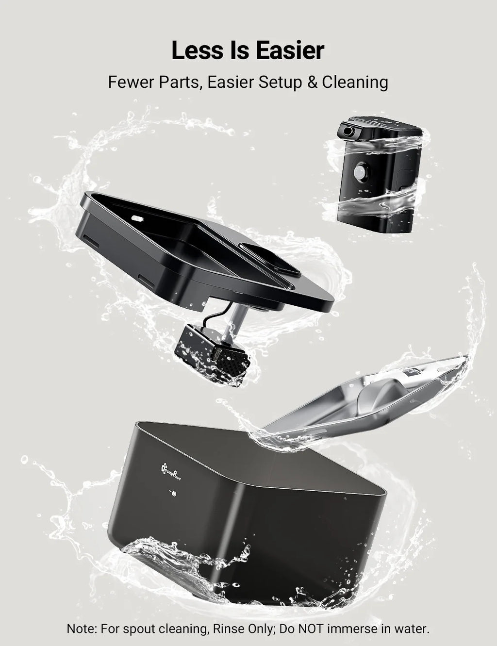 DownyPaws 2,5L Fontaine à Eau Automatique en Acier Inoxydable pour Chat 4000mAh Abreuvoir Sans Fil pour Animaux de Compagnie Batterie et Capteur Distributeur 2 en 1