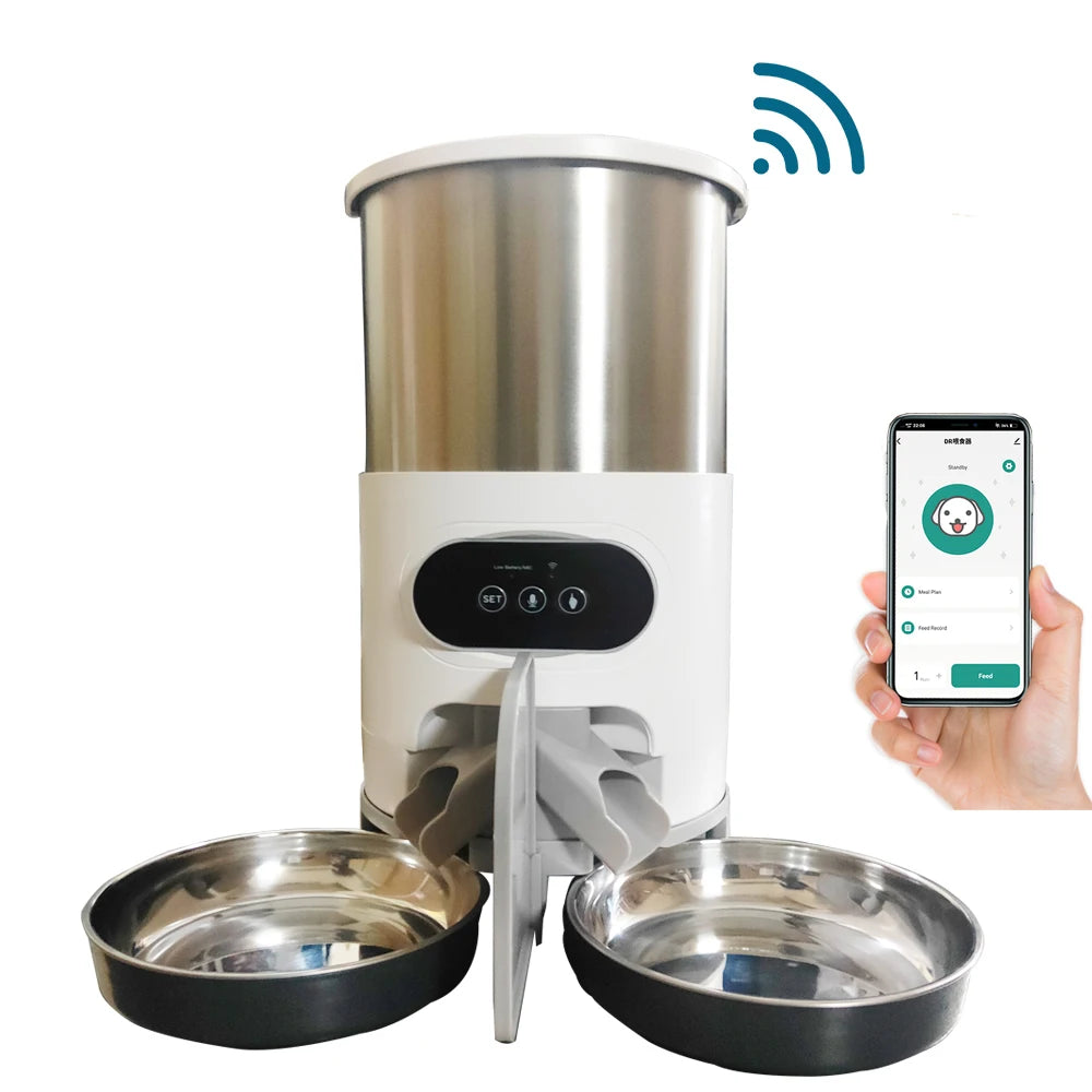 4.5L WIFI APP Automatic Pet Feeder Dry Food Dispenser Voice Recorder Timer Feeding Vending for Large Cats Dogs Smart Pet Bowl