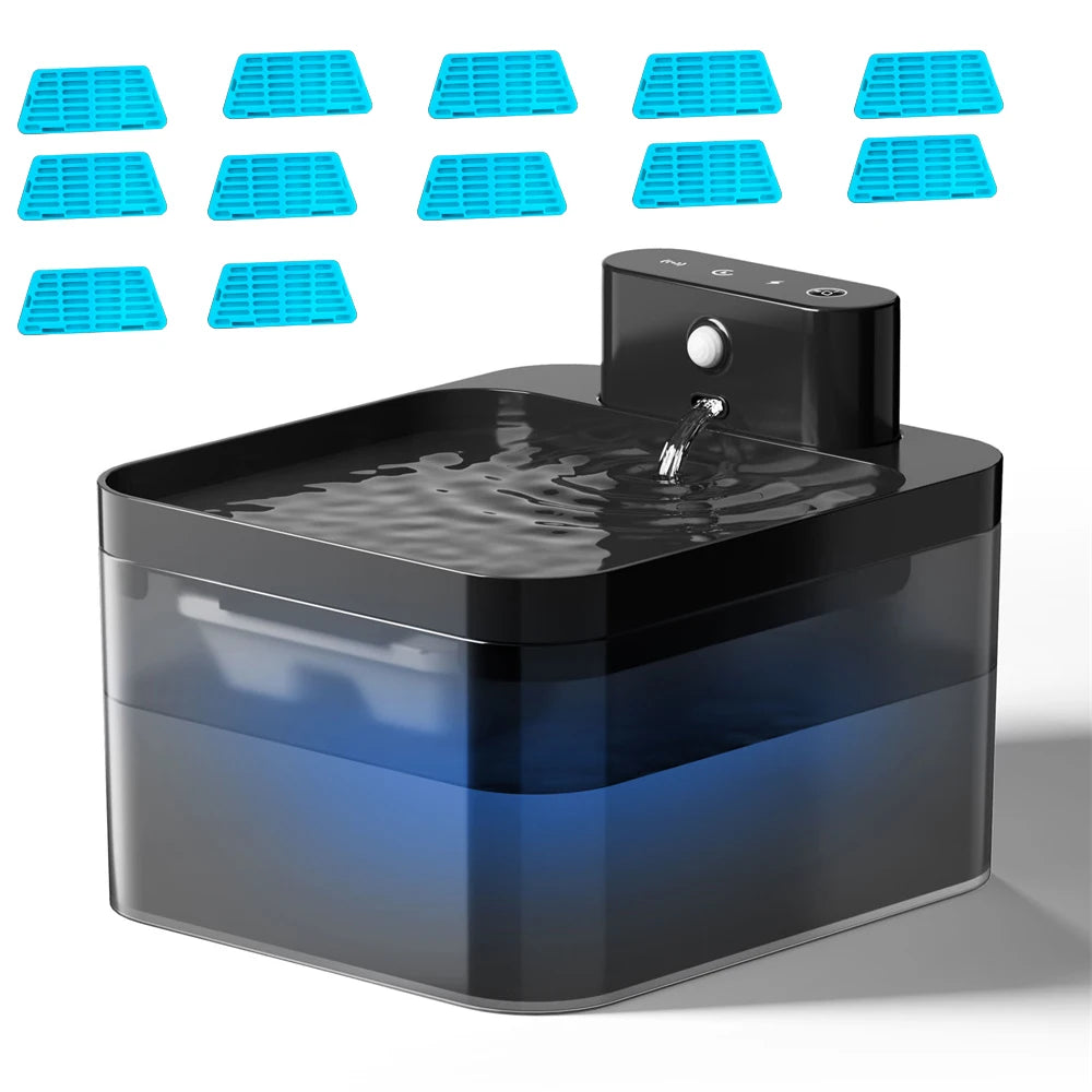 2,2 L 5 V Fontaine à eau sans fil pour chat Distributeur automatique d'eau pour chien et chat avec détecteur de mouvement