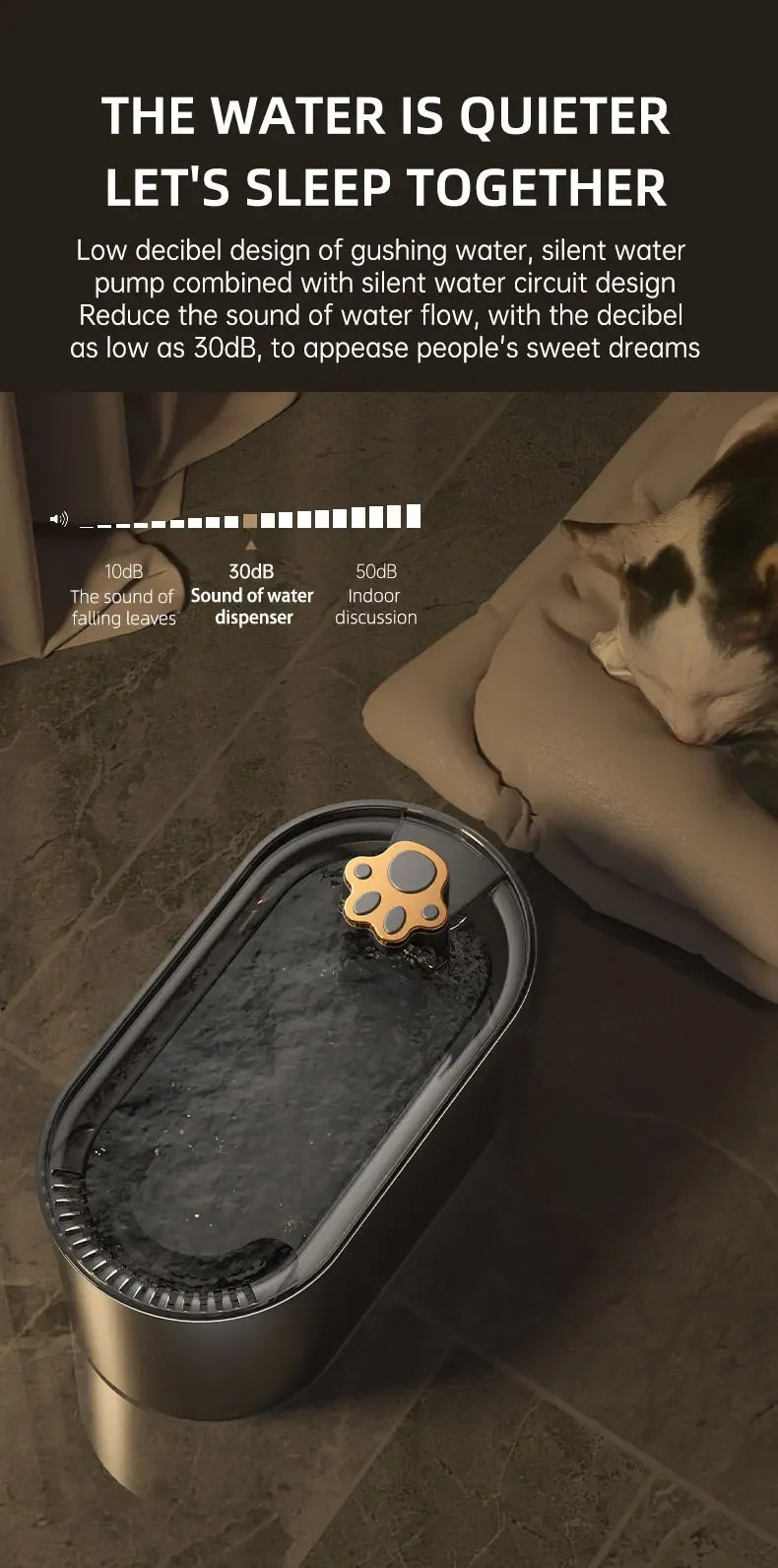 Fontaine à eau automatique pour chat 3L Grande capacité Silencieuse Distributeur d'eau pour animaux de compagnie Filtre circulant Abreuvoir pour chaton Fournitures pour animaux de compagnie